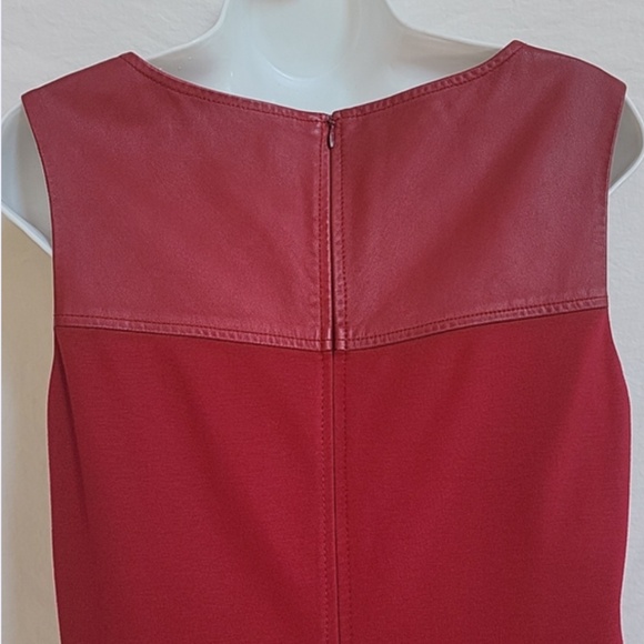 Trina Turk Dark Cherry Leather Ponte Knit Shift Dress 8 - Picture 4 of 4